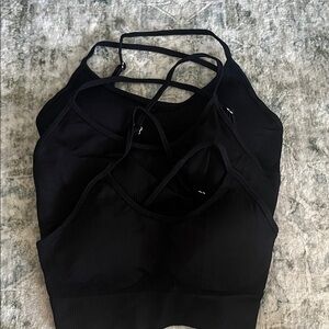 Women's 3 Black Strappy Bralette